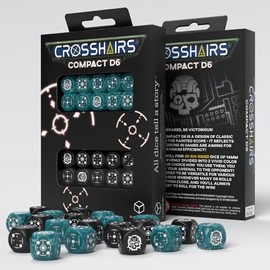 Crosshairs Compact D6: Stormy & Black by Q-Workshop, Dice for RPG Board Games, for 1+ Players and Ages 14+