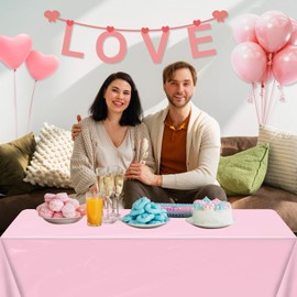 4 Pack Pink Tablecloths Valentines' Day Table Cloth Pink Table Cover Wedding Party Tablecloth Rectangle Tablecloth for Valentine Holiday New Year Party Supplies 51x86IN