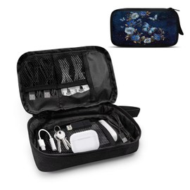 Sepetwhos Floral Moon Butterfly Print Electronics Organizer, Travel Cable Organizer Bag, Portable Cord & Charger Storage, Compact Tech Bag & Case