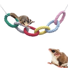 Azúcar planeador - Juguetes de escalada colgantes de seis anillos, juguetes de oscilación de deslizador de azúcar, accesorios de jaula de cuerda de escalada para deslizador de azúcar, hurón, hámster,