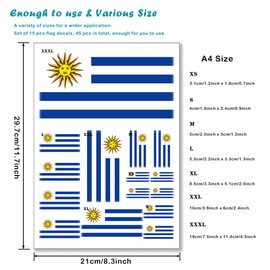 QQSD Uruguay Flag Sticker Uruguayan Decal in Multiple Sizes, 3 Pack, 11.7 x 8.3 Inches