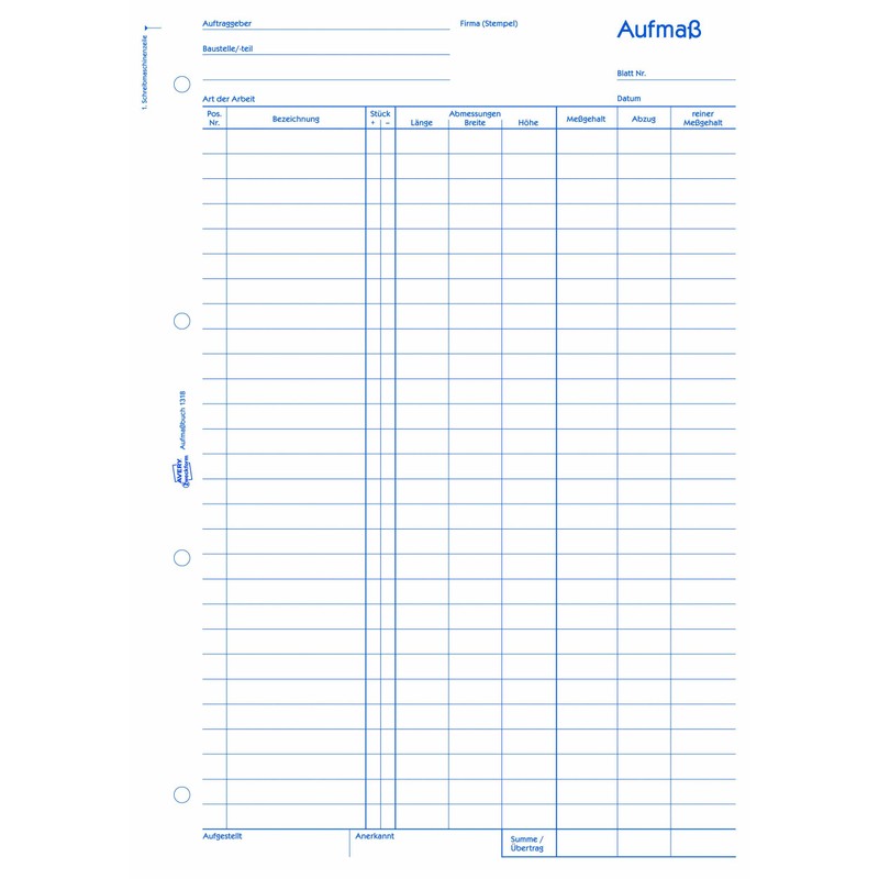 Avery Zweckform 1318 Measuring Punched, DIN A4, 100 Sheets, White