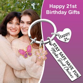 YYQX 21st Birthday Gifts for Her 21 Year Old Birthday Gift for Women Girl Friends Sister Daughter Birthday Decorations for Her (21st-Stay safe)