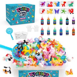Kiditos  Magic Water Elf Toy Kit with Magic Gels, Molds - Imaginative Play, Christmas Gifts, Birthday Gifts, Party Favors, and Family-Friendly DIY STEM Projects:_12 Animal Colors