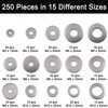 Rongrongago 250 Stück Unterlegscheiben Set, Wasserdichte Runde Karosseriescheiben, 15 Größen