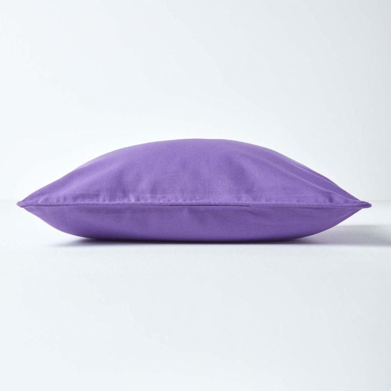 HOMESCAPES - 100% Cotton Plain Purple Cushion Cover- 30 x