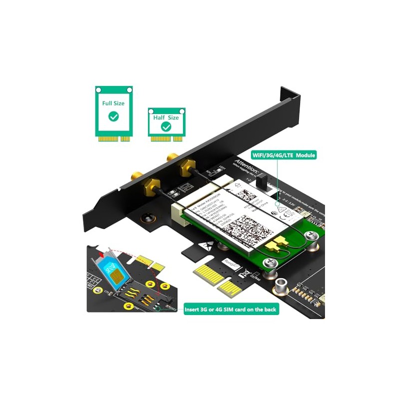 2 en 1 Combo Mini PCI-E a PCI-E 1x y