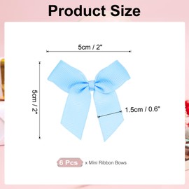 MECCANIXITY 6Pcs Premade Mini Grosgrain Ribbon Bow 2" Self Adhesive Tape Satin Ribbon Bows for DIY Craft Gift Wrapping Wedding Birthday Party Decorations Light Blue