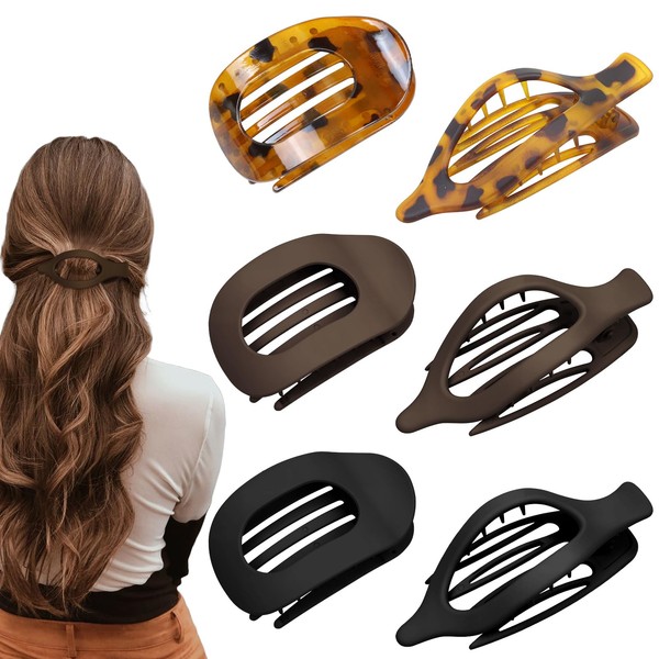 6Pcs Flat Hair Clips for Women,Strong Hold Non-Slip Hair Claw