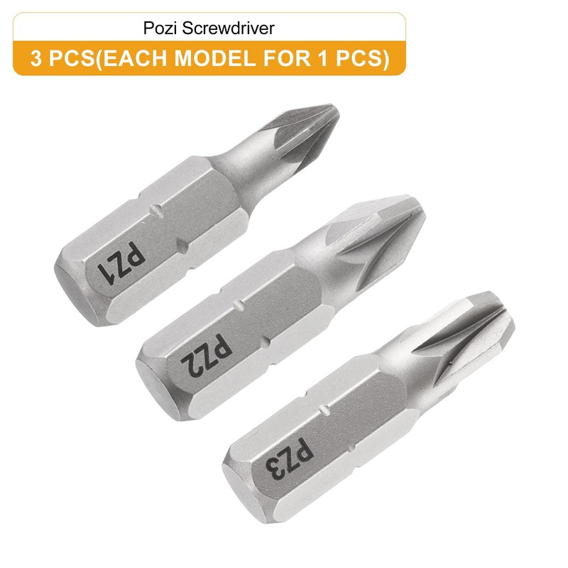 sourcing map 3pcs PZ1/PZ2/PZ3 Screwdriver Bit 1/4" Hex Shank 25mm/1"