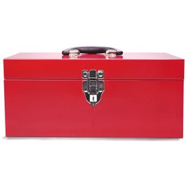 16" Small Tool Box Mini Toolbox Small Metal Tool Box with Latch Closure for Basic Tool Kits or Craft Storage