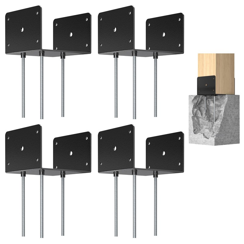 FMhotu 6x6 Concrete Post Base(4 PCS), Deck Post Base Holder