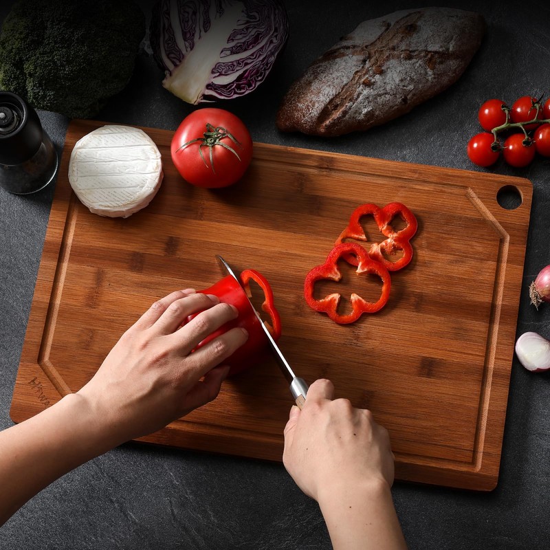 Hiware Wood Cutting Boards for Kitchen, Heavy Duty Bamboo Cutting