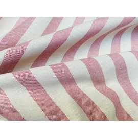 Linen Look Stripes Culla Fabric Furnishing Curtain Upholstery Dressmaking Cotton Material 140cm Wide Canvas - Dusty Pink (Sold by The Metre)