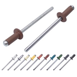 Pack of 50 Painted Blind Rivets 3.2 x 8 mm, Dome Head, DIN 7337, Aluminium Rivets and Steel Mandrel, Pop Rivets (50, Pale Brown RAL 8025)