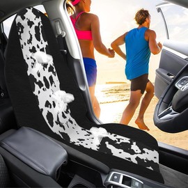 Car Seat Cover Towel, for Gym, Workout, Running, Swimming, Beach and Hiking, Universal Fit Non-Slip Waterproof Sweat Towel Bucket Seat Covers for Drivers Cars SUV Trucks Black and White Spots