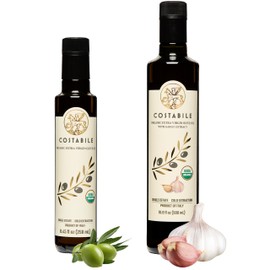 Costabile Garlic Infused Olive Oil & Medium Intensity Classic Blend Extra Virgin Olive Oil from Puglia, Italy. COSTABILE
