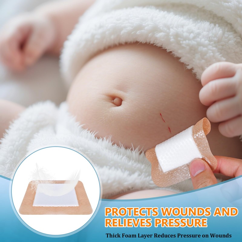 OUJEALEE Silicone Foam Dressing with Border - 5 Pack (5"