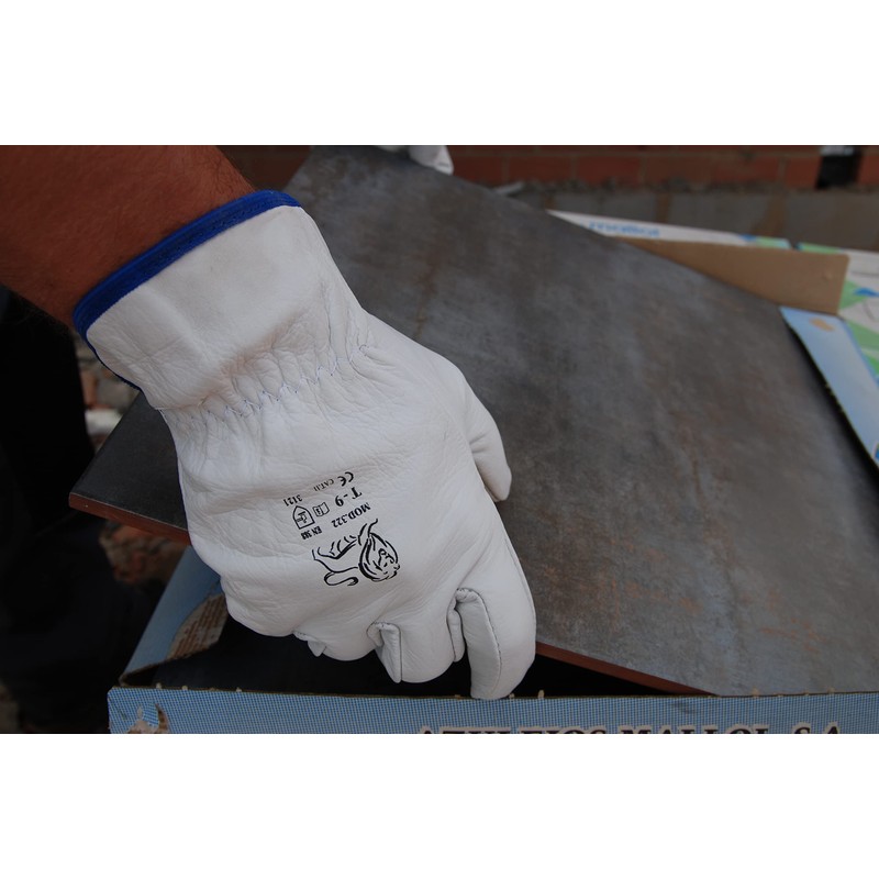 Ruvigrab - Natural Cowhide Leather Work Gloves for Gardening, Construction