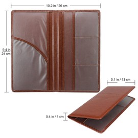 LumiMokki Premium Leather Car Registration & Insurance Card Holder with Magnetic Shut, Vehicle Glove Box Car Organizer - For Documents, Cards, License (Brown)
