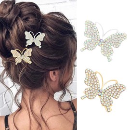 Bartosi Clips para el pelo con diseño de mariposa, brillantes, pasador para el pelo, accesorios para el pelo para mujeres y niñas, paquete de 2