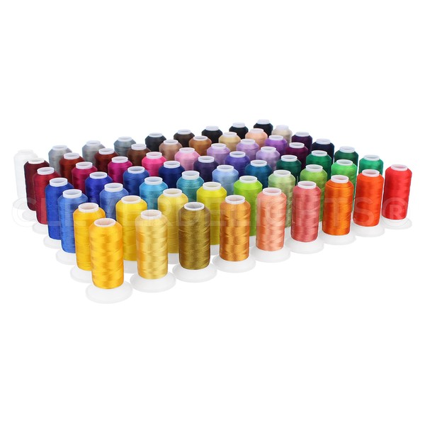 CleverDelights 63 Color Polyester Embroidery Machine Thread Set - 550