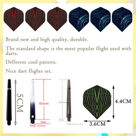 JpGdn 128Pcs Darts Shafts and Flights Plastic Medium Dart Stems Frosted Gradient Cavalier Darts Throwing Fitting with Spring Rings Dart Flight Protector for Dart Games Accessories