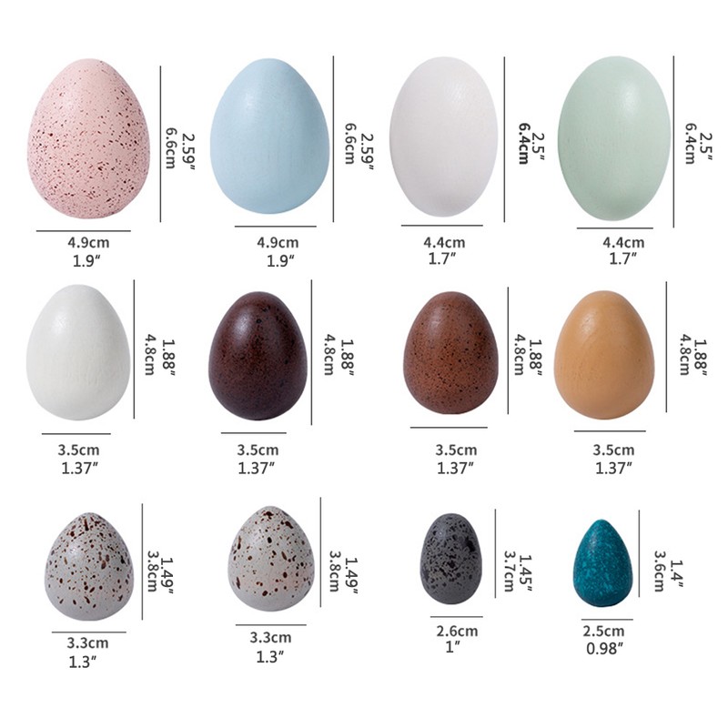 12PCS Portable Wood Simulation Eggs DIY Easter Egg for Home