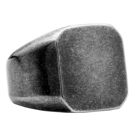 IFUAQZ Men's Stainless Steel Square Signet Biker Rings Matte Brushed Simple Antique Silver Solid Ring Band Size 11