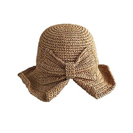 AMgrocery Straw Hat, Ribbon, Gift, Mother's Day, Spring, Summer, UV Protection, Sunscreen, Cute, Foldable, Sunshade, UV Protection, Size Adjustment (Yellow Ocher)