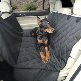 Universal Fit Waterproof Dog Car Seat Cover - Heavy Duty Pet Hammock for Back Seat with Seat Belt Openings, Non-Slip & Scratch-Proof Protection for Cars, SUVs, Trucks (147 x 137 cm)
