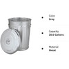 Plexon Pre-Galvanized Trash Can with Lid Round, Steel, 20gal, Grey,