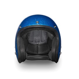 Daytona Cruiser Helmet - Blue Metal Flake - Lightweight 3/4 Shell Motorcycle Helmet with Removable Gloss Black Bubble Visor Added - Bluetooth Compatible - L - 2.30 Pounds