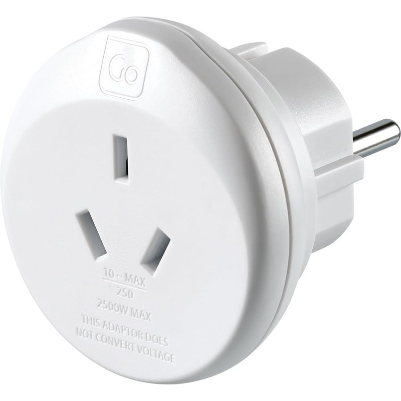 Go Travel AUS - EU Travel Adapter, White