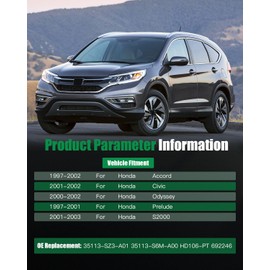 SCITOO 1 X Transponder Ignition Car Key for Honda for S2000 for Accord for Civic for Odyssey for Prelude 1997-2003 35113-SZ3-A01 35113-S6M-A00 HD106-PT 692246