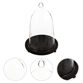 EXCEART Cloche Bell Dome Clear Glass Dome Cloche with Rustic Wooden Base Antique Bell Jar Display Dome for Plants Succulents Fairy Lights Photos Medals Decorative Fill and More Brown