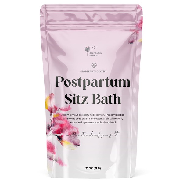 Gourmanity Comfort 2LB Postpartum Bath Flakes | Bath Salts for Pain Relief | Resealable Bag of Dead Sea Salts for Soaking | Bath Salts for Postpartum Care & Relief [32oz/2LB]