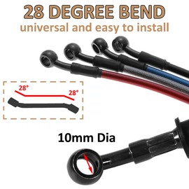 MOCNT 160 cm Motorcycle Brake Hose 28 Degree Reinforced Hydraulic Brake Oil Hose Motocross Brake Clutch Oil Hose Steel Brake Line Brake Clutch Oil Line Black