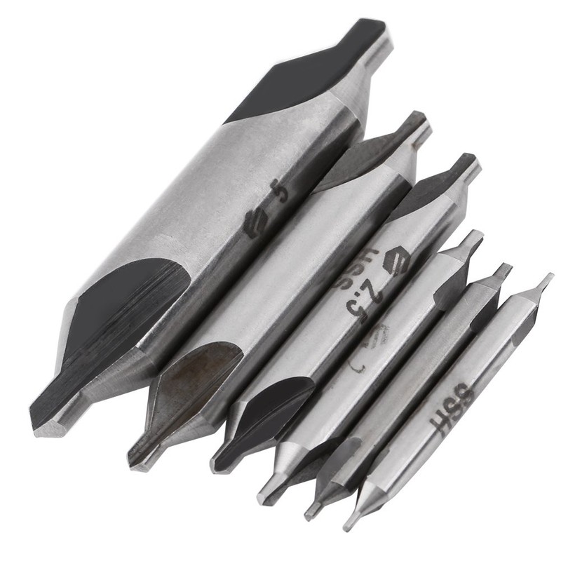 6PCS Brocas de Centrado Avellanador de Centro Broca de Acero