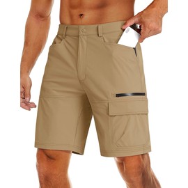 MAGCOMSEN Mens Khaki Shorts Cargo Hiking Shorts Quick Dry Work Shorts Lightweight Summer Shorts Khaki,34