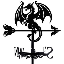 beinkmake Dragon Weathervane Metal Wind Vane Arrow Weathercock Garden Decoration Wind Direction Indicator Stake Roof Mount Ornament for Farmhouse Yard Outdoor