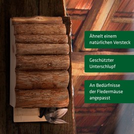 Gardigo bat box made of wood I Bat nesting box to hang up I Nesting box for bats I Bat house I Size: approx. 29 x 14 x 8 cm