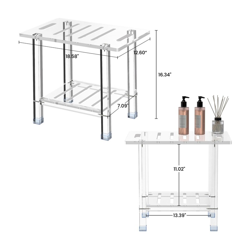 Sumerflos Acrylic Shower Bench for Inside Shower - 18.58" L