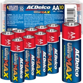 Powermax ACDelco UltraMAX 10-Count Double AA Batteries, Alkaline Battery with Advanced Technology for Home and Office, 10-Year Shelf Life, Recloseable Packaging