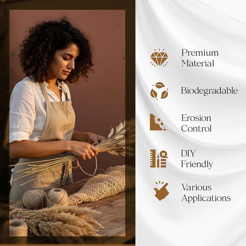 Burlap Natural Jute Netting – 48" Wide Biodegradable Mesh Fabric