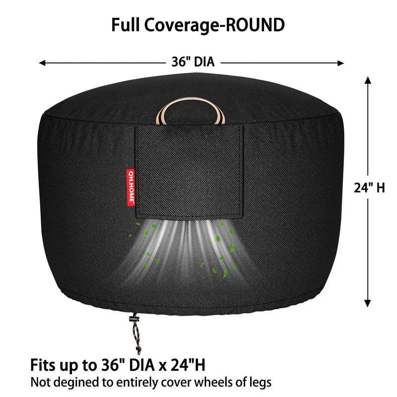 QH.HOME [2025 Upgraded 900D Fabric] Fire Pit Cover Round for