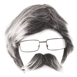 Tigerdoe Old Man Wig Costume - 3 Pc Set - Dress Up Set - Grey Wig, Mustache, Glasses - Grandpa Costume Accessories