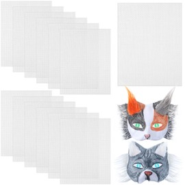 Crowye 12 Pcs Eye Mesh for Therian Mask 7.9 x 5.9 Inches DIY Therian Mask Material Kit Plastic Eye Mesh Sheets for DIY Handicraft Make Dividers Mask Accessory Kit (White)