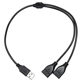 KAUMO USB Power Cord, 2 Splits, Bifurcated Cord, 15.7 inches (40 cm) (USB Male/USB Female x 2), 7.9 x 7.9 inches (20 + 20 cm), Power Supply/Charging Only