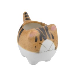 BCP Mini Ceramic Cute Animal Shaped Cartoon Home Decoration Vase Flower Pots Cat Shape Planter for Succulent Plant/Cactus Flower (Smile)